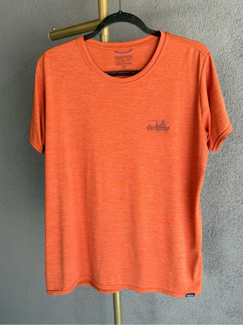 Patagonia Capilene Cool Daily Save Our Home Planet Orange Tee Shirt XL